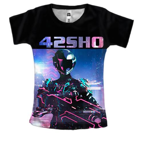 Женская 3D футболка 42SHO робот с оружием