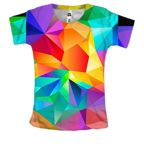 Женская 3D футболка Multicolored low poly.