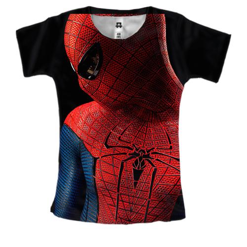 Женская 3D футболка Человек-паук в крупном плане