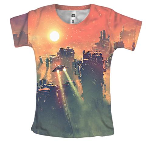 Женская 3D футболка Фантастический город с высоты