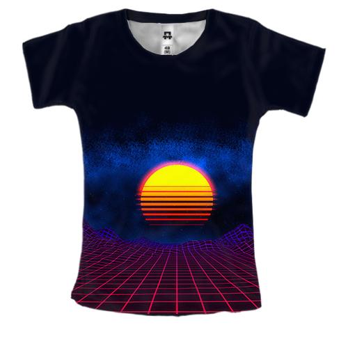 Женская 3D футболка Виртуальный закат солнца