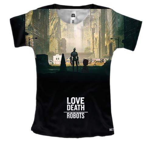Женская 3D футболка Love death robots.