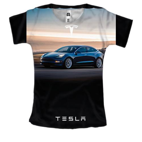 Жіноча 3D футболка Dark blue Tesla