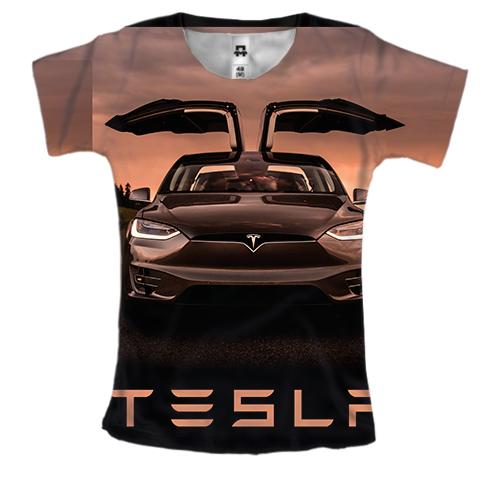 Женская 3D футболка Black Tesla