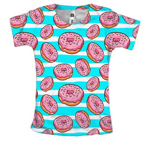 Жіноча 3D футболка Donut pattern