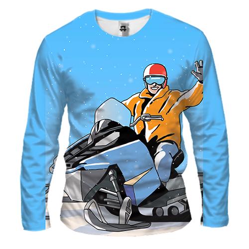 Чоловічий 3D лонгслів Man and Snowmobile