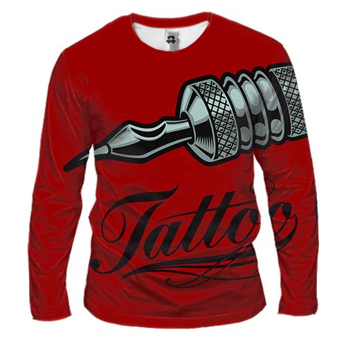 Чоловічий 3D лонгслів Tattoo machine Red