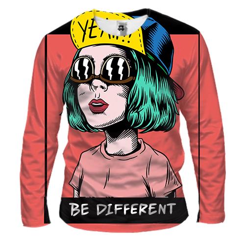 Чоловічий 3D лонгслів Be different Yeah!!