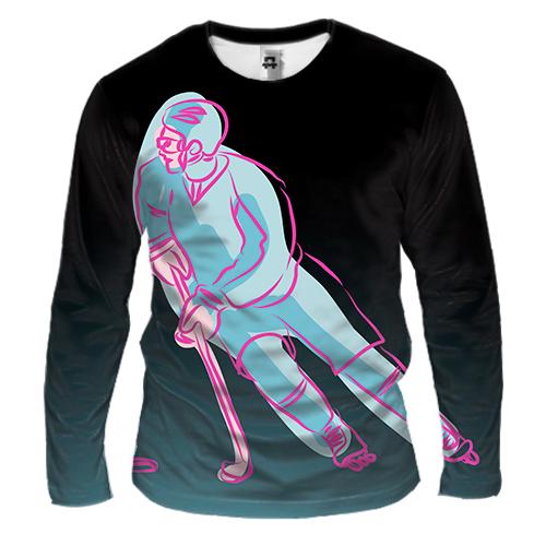 Мужской 3D лонгслив Hockey player Art