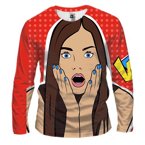 Чоловічий 3D лонгслів Pop Art Girl Wow!