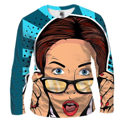 Чоловічий 3D лонгслів Pop Art Girl OMG