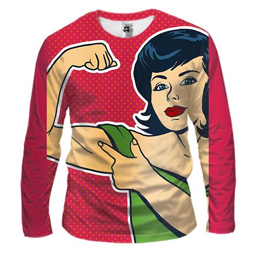 Чоловічий 3D лонгслів Strong girl Pop art