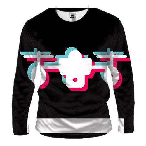 Мужской 3D лонгслив Drone anaglyph