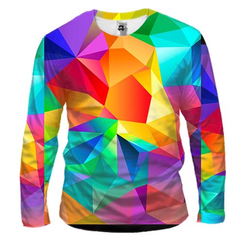 Мужской 3D лонгслив Multicolored low poly.