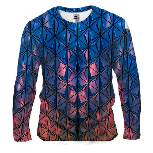 Мужской 3D лонгслив Low poly pattern.