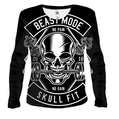 Женский 3D лонгслив Skull Fit