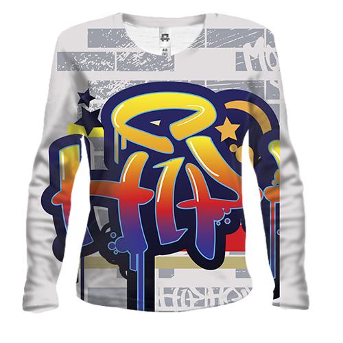 Жіночий 3D лонгслів Hip Hop graffiti