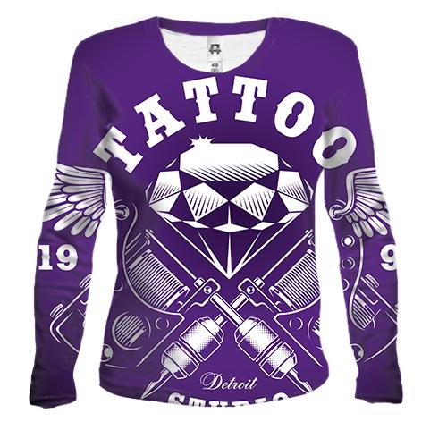 Жіночий 3D лонгслів black Tattoo studio