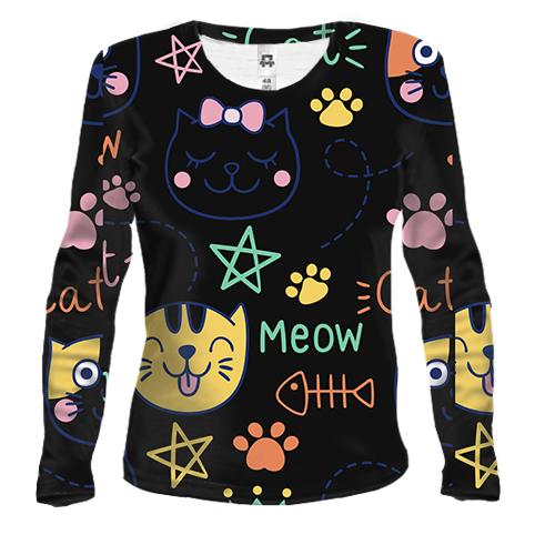 Жіночий 3D лонгслів Cat Meow