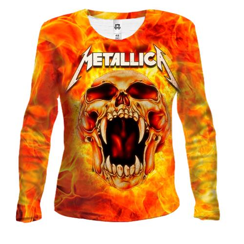 Женский 3D лонгслив Metallica (огненный череп)