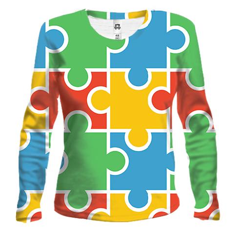 Женский 3D лонгслив Puzzle Pattern