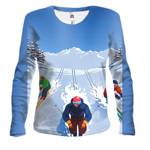 Жіночий 3D лонгслів Skiers Art