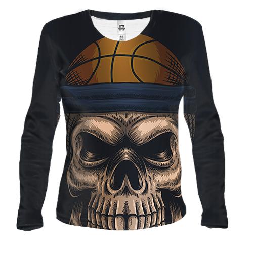 Женский 3D лонгслив Angry Skull Basketball