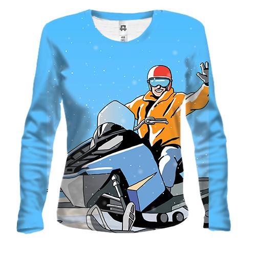Жіночий 3D лонгслів Man and Snowmobile