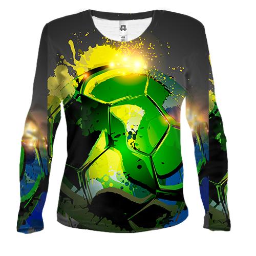 Женский 3D лонгслив Green Football Art