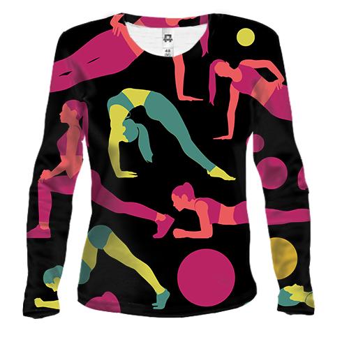 Женский 3D лонгслив Girl Fitness pattern