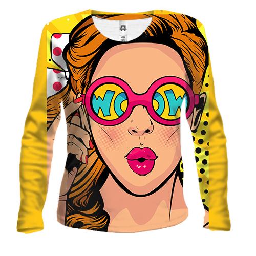 Жіночий 3D лонгслів Girl Wow Pop Art