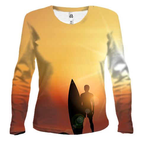Женский 3D лонгслив Surfer with Board