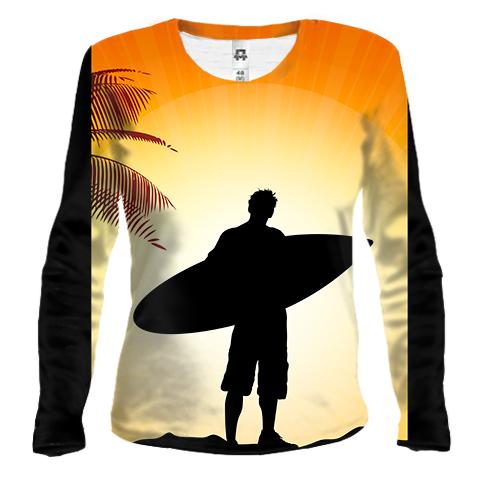 Женский 3D лонгслив Surfer with Board 2