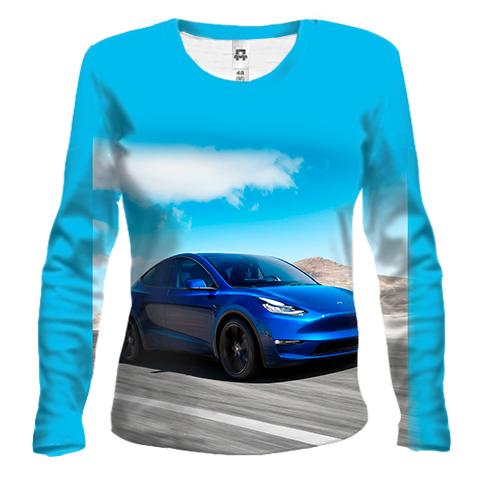 Женский 3D лонгслив Blue Tesla