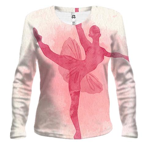 Жіночий 3D лонгслів Ballerina watercolor 2