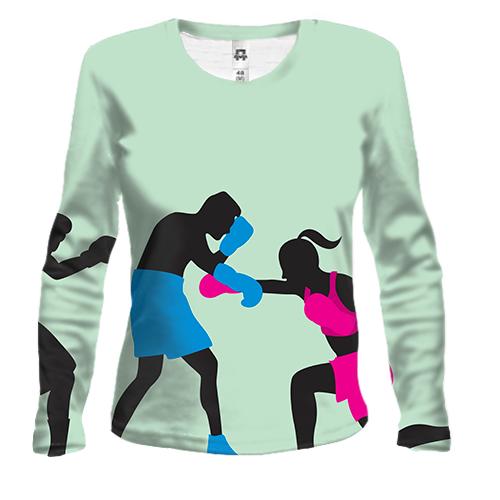 Женский 3D лонгслив Boy and Girl Boxing