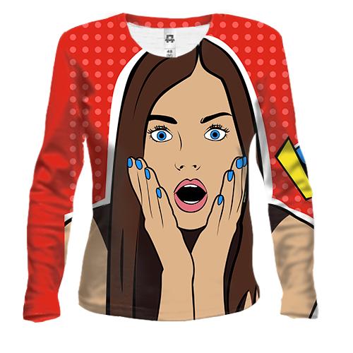 Жіночий 3D лонгслів Pop Art Girl Wow!