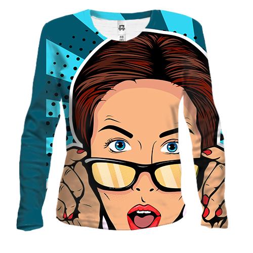Жіночий 3D лонгслів Pop Art Girl OMG