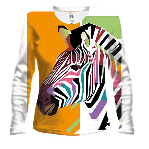 Женский 3D лонгслив Zebra Art