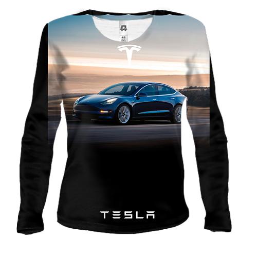 Жіночий 3D лонгслів Dark blue Tesla