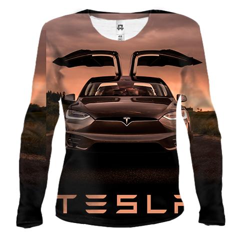 Женский 3D лонгслив Black Tesla