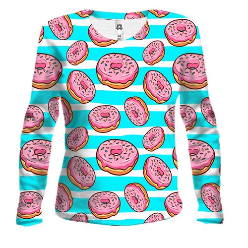 Женский 3D лонгслив Donut pattern