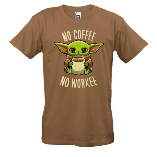 Футболка Baby Yoda No coffee No work