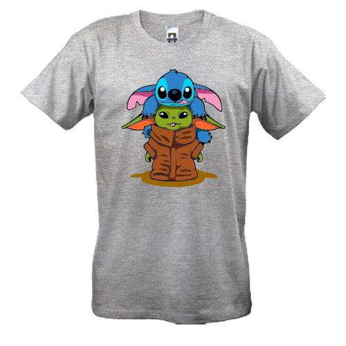 Футболка Stitch and Baby Yoda