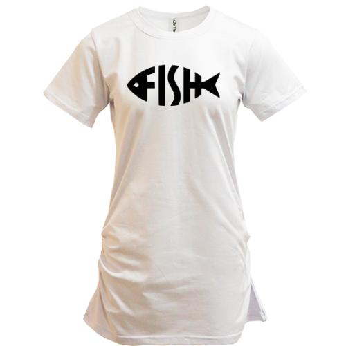 Удлиненная футболка Fish Word