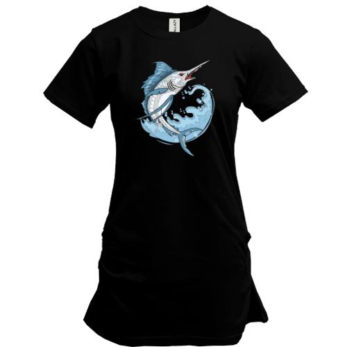 Удлиненная футболка Рыба-меч арт