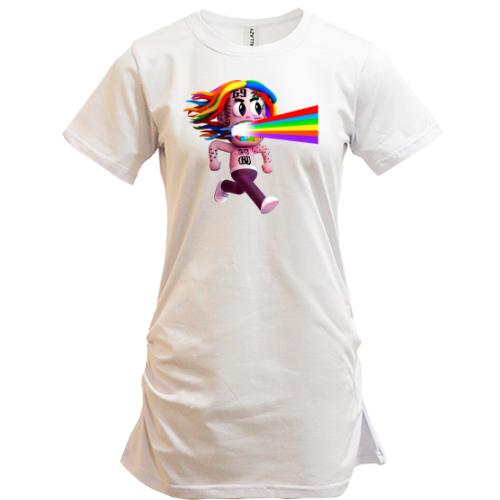 Подовжена футболка Tekashi rainbow