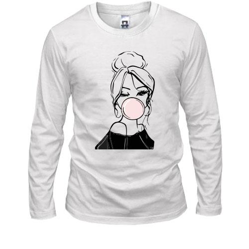 Лонгслив Girl with babble gum art