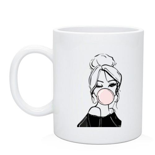 Чашка Girl with babble gum art