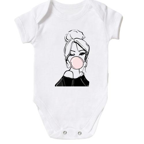 Дитячий боді Girl with babble gum art